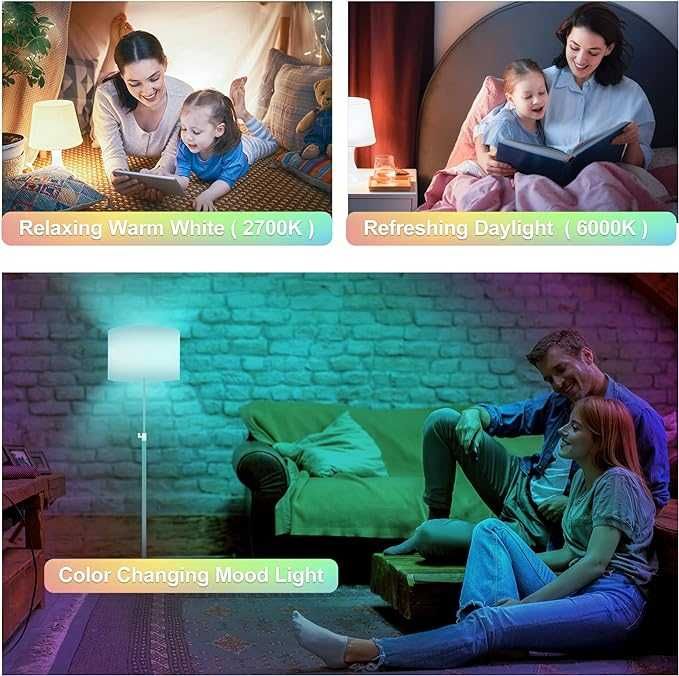 set 4 becuri RGB , 9W, E27 LED, Dimabile