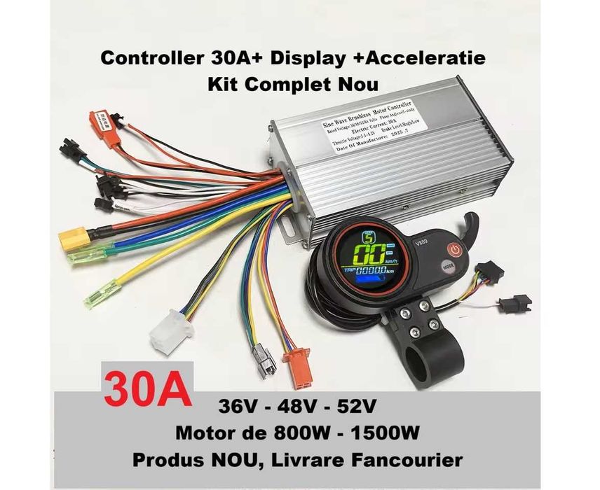Controller 30A + Display + acceleratie 800w 1000w 1600w 36v 48v 52v