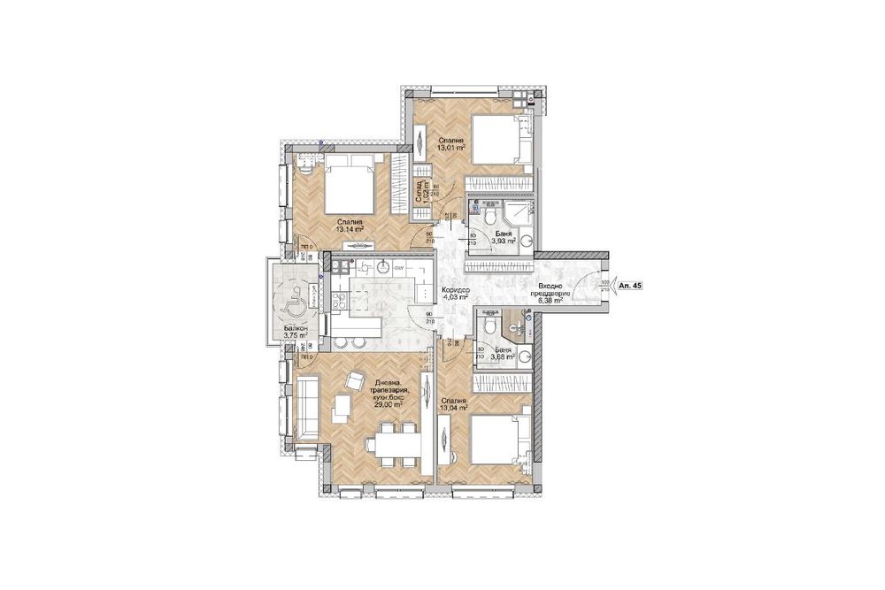 Продава се Четиристаен апартамент в София, Люлин 8 - 127 кв.м за 2054 €/кв.м - Снимка #1