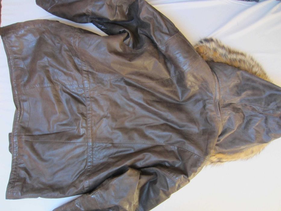 Geaca piele Paris Dakar,mas.54, produs artizanal, gluga, stare f.buna