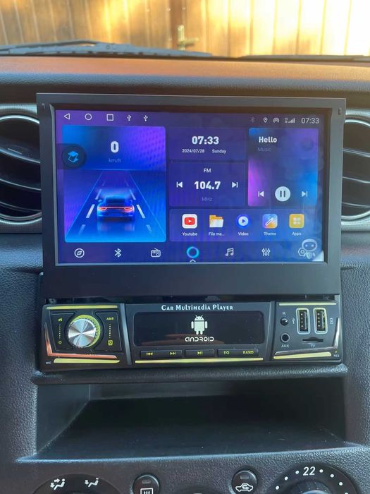 1 DIN – Android 14 Мултимедия Единичен дин Андроид Навигация Прибиращ