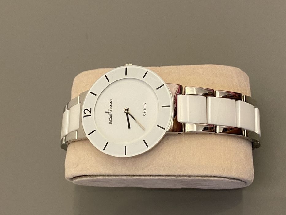 Ceas nou de dama Jacques Lemans 42-3, alb - argintiu