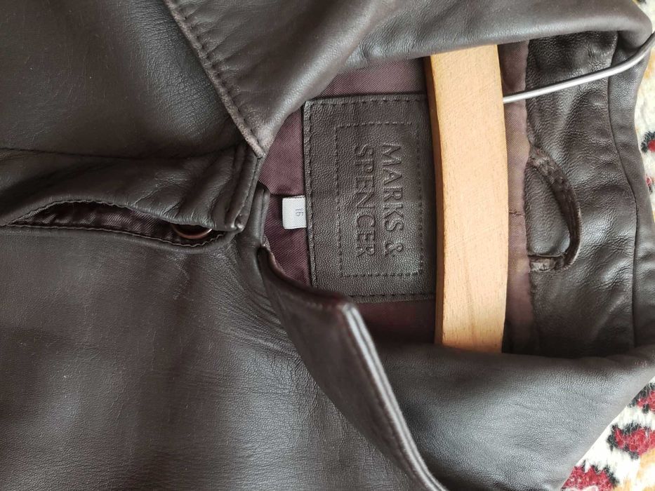 geaca piele naturala Marks&Spencer, aspect vintage