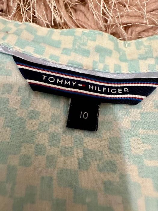 Cămașa vaporoasă Tommy Hilfiger in carouri baby blue marimea M