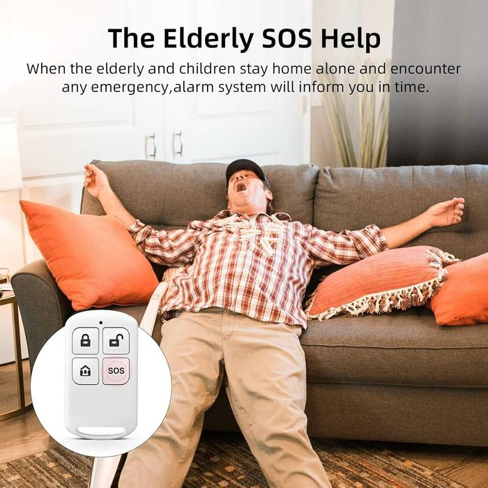 Set alarma wireless casa PGST GSM 2GWiFi,Kit 21 alarme 1 alarma sirena,8 senzori usi ferestre,3 telecomenzi,Compatibil cu Alexa si Google Assistant