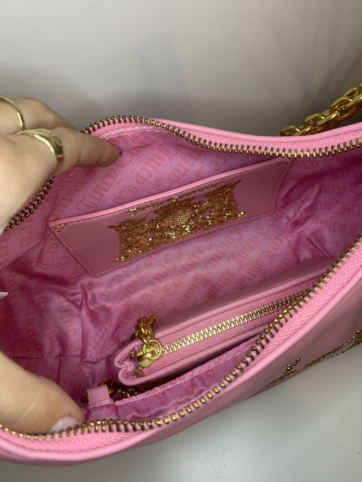 Juicy Couture Чисто Нова Дамска Чанта Розова със Златна Дръжка Верига