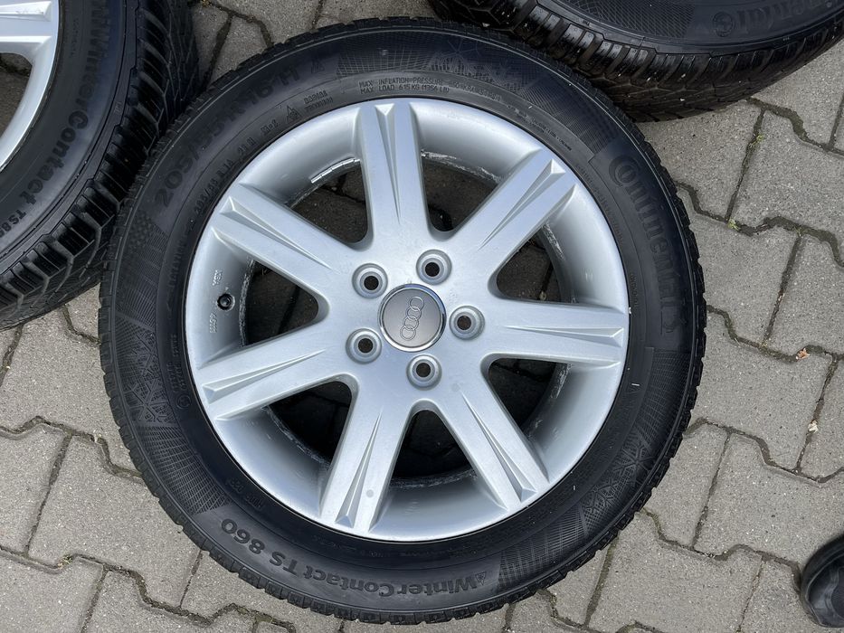 Jante aliaj 5x112mm, anvelope iarna 205/55 R16 Audi A3, A4, VW, Seat, Skoda