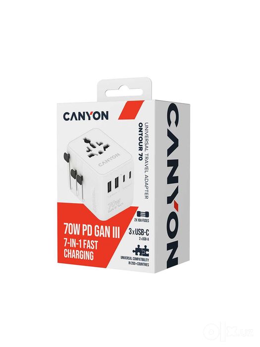Адаптер Canyon OnTour70, переходник для розетки, GaN 70W