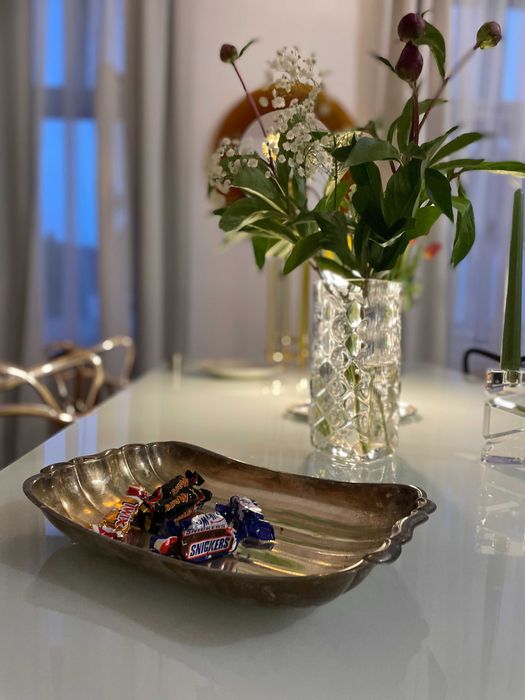 tava fructiera servit argintata  art deco veche  decor design WMF