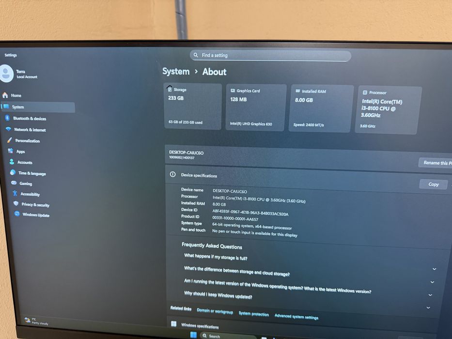 Mini Pc Terra 5000V5, Silent Greenline I3-8100 3.6Ghz, 8Gb ddr4, 256gb