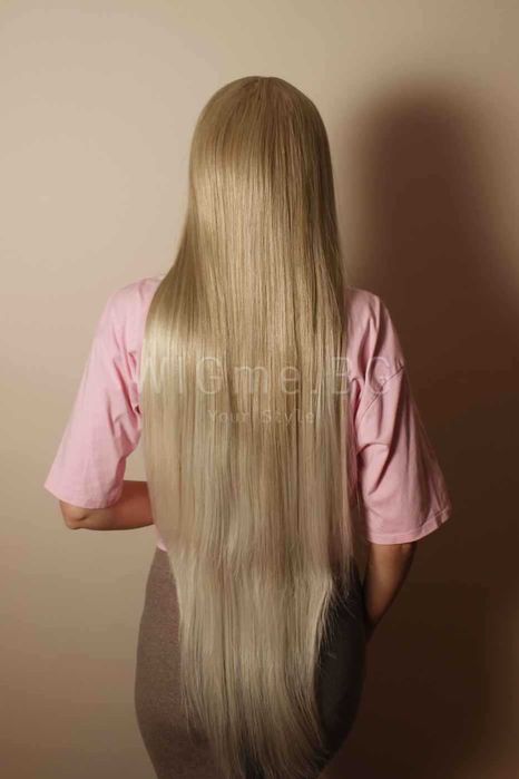 Дълга права пепелно руса лейс фронт перука Елора