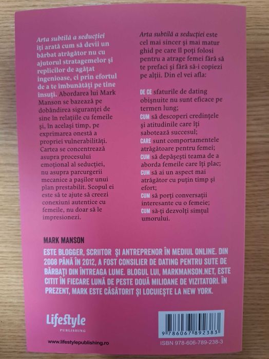 Arta subtilă a seducției, de Mark Manson carte nouă