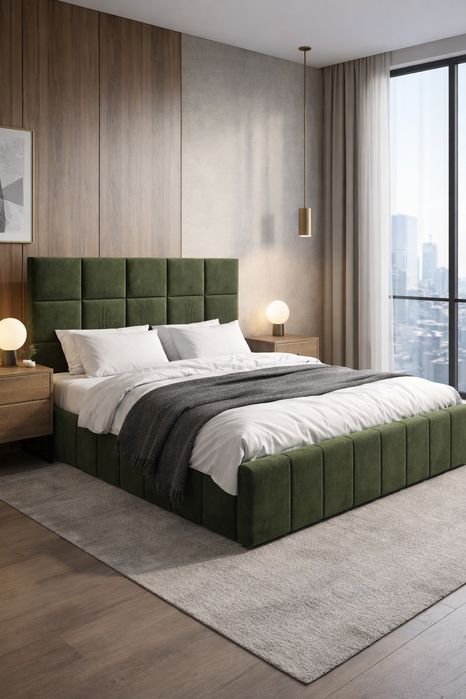 Pat tapitat cu somiera metalica 9  bucati stoc