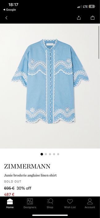 Оригинален комлект риза и къси панталонки Zimmermann