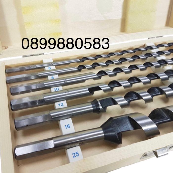 Свредла за дърво 6 части 230мм в дървена кутия Mar-Pol