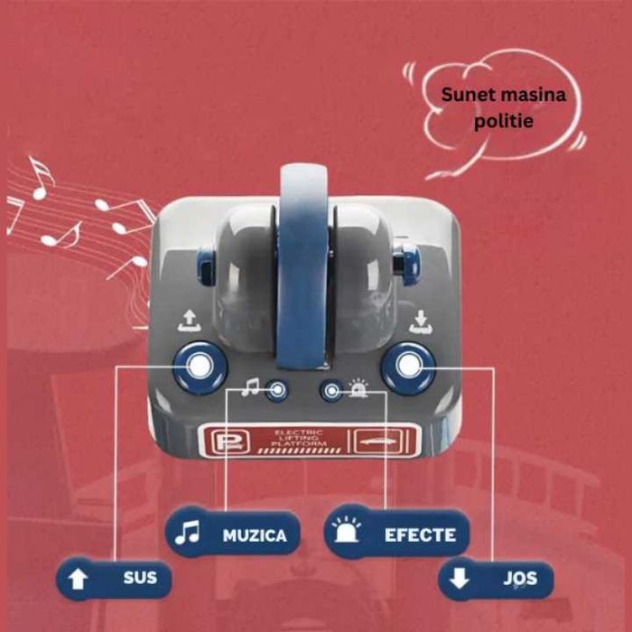 Garaj auto copii 4niveluri culift electric, piste si masini de politie