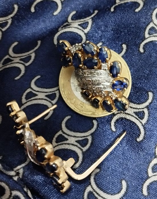 Бриллиантовый набор с сапфирами