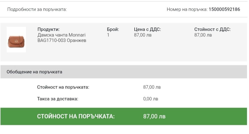 Дамска чанта Monnari