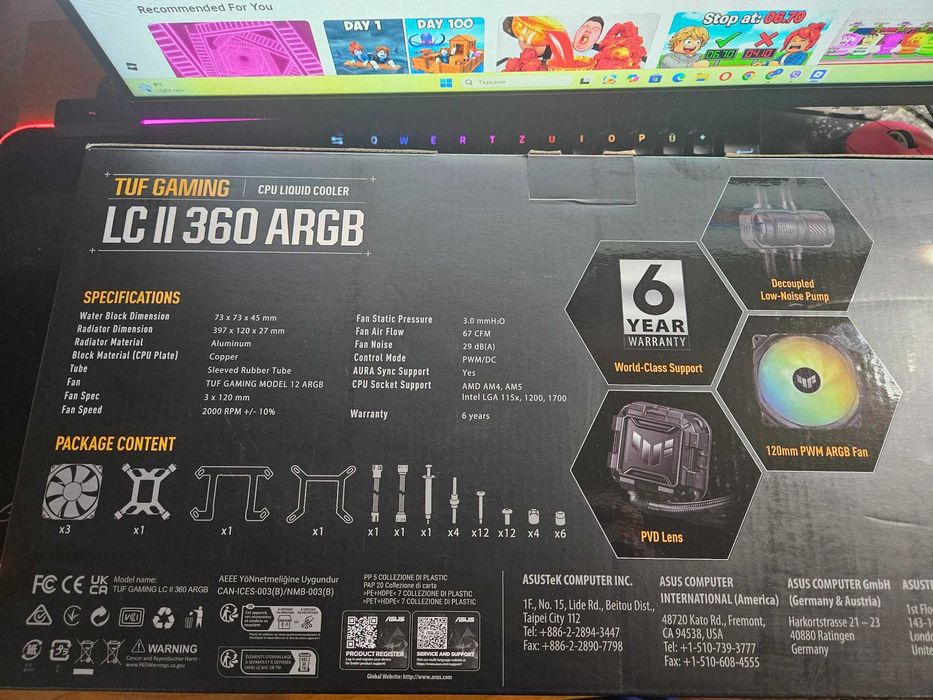 ASUS TUF Gaming LC II 360 ARGB 120mm   чисто ново дори не отваряно гаранция
