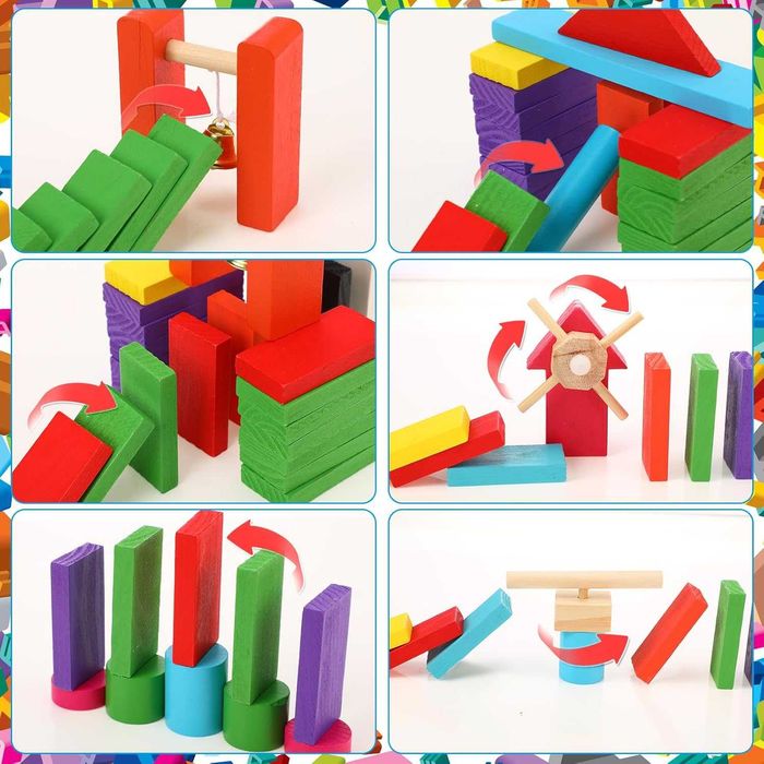 Дървено Домино, 360 части, 34 Механизма, Книжка Чанта , Подарък Спинер