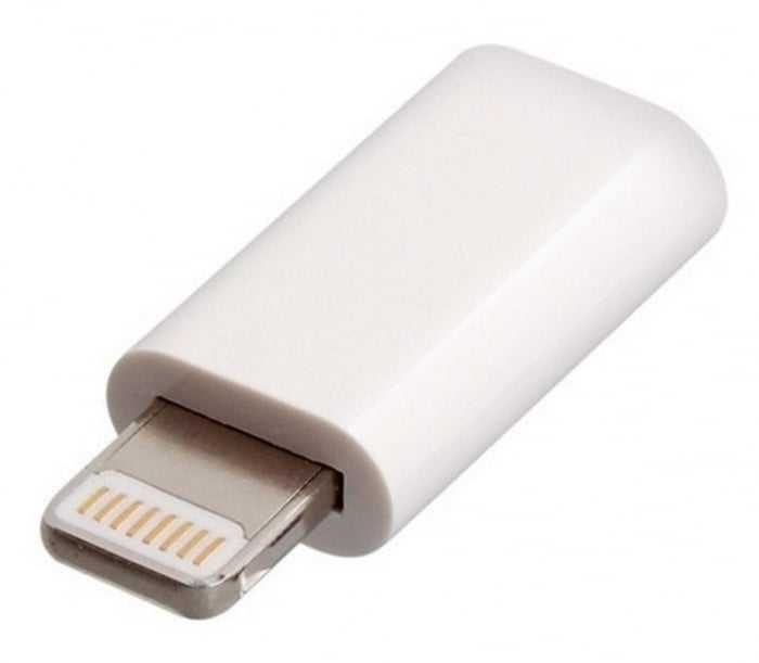 Adaptor Micro USB- Iphone, 8 pini - Alb
