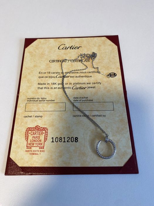 Colier Cartier Cui Aur Alb 24K cu diamante