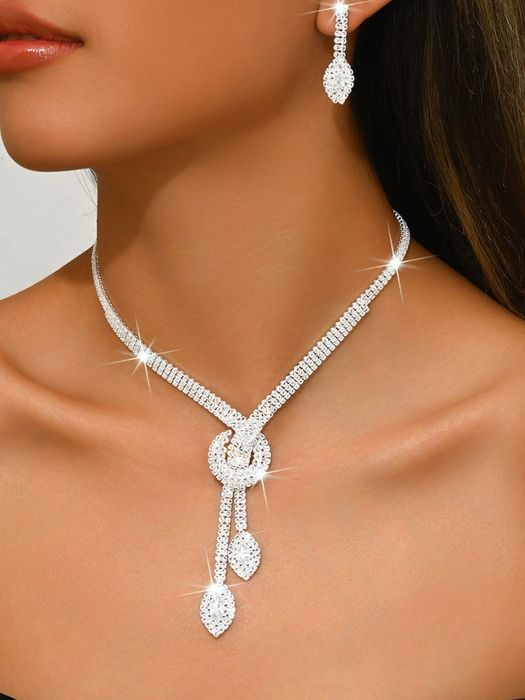 Колье и серьги свадебный набор украшений подарочный ювелирный комплект