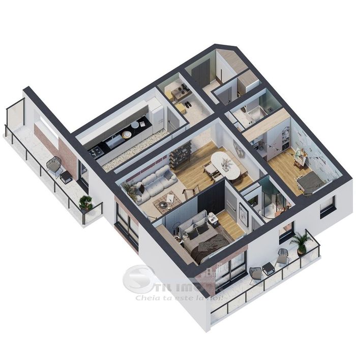Apartament 3 camere, 81.45 mp – design premium | 2 băi, 2 balcoane  |