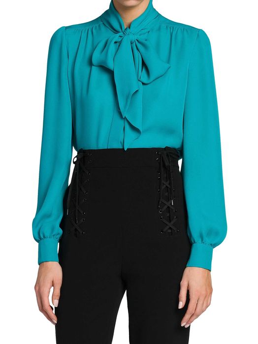 Bluza tip body verde cu fundita la gat