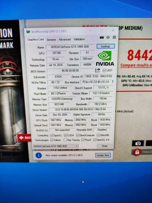 EVGA GeForce GTX 1060 Gaming 3GB GDDR5 192-bit, perfecta
