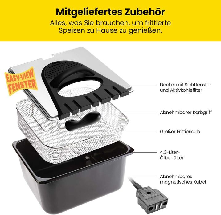 Фритюрник Chefman 4,3л с цедка, 1,2 кг пиле скариди пържени картофи