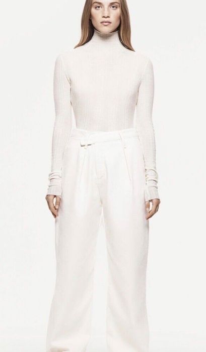 Zara дънки панталони светли екрю широки