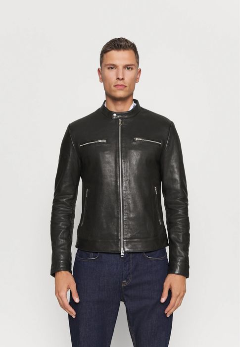 Естествена кожа яке Serge Pariente Biker Black.