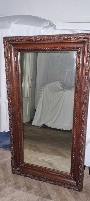 Icoana Veche Pictata pe Lemn si Rama Sculptata de Oglinda