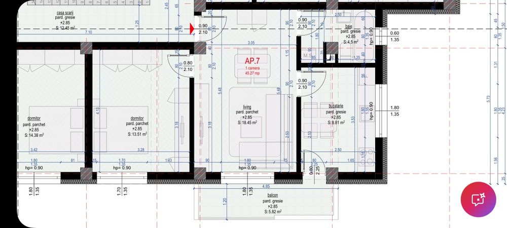 Apartament 2 camere 51 m2 bloc nou