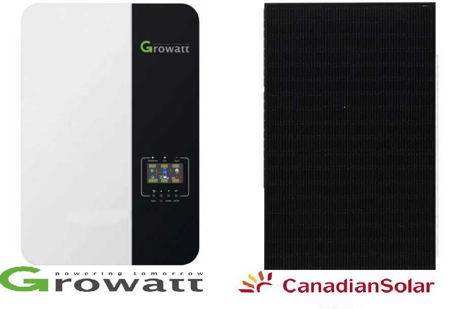KIT FOTOVOLTAICGrowatt - INVERTOR 6 kw/5,2kw-LIFEPO4 +Presetare montaj