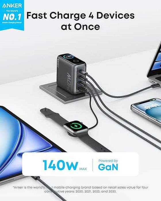 Anker GaN Charger 140W – универсальная зарядка 140w. Есть доставка