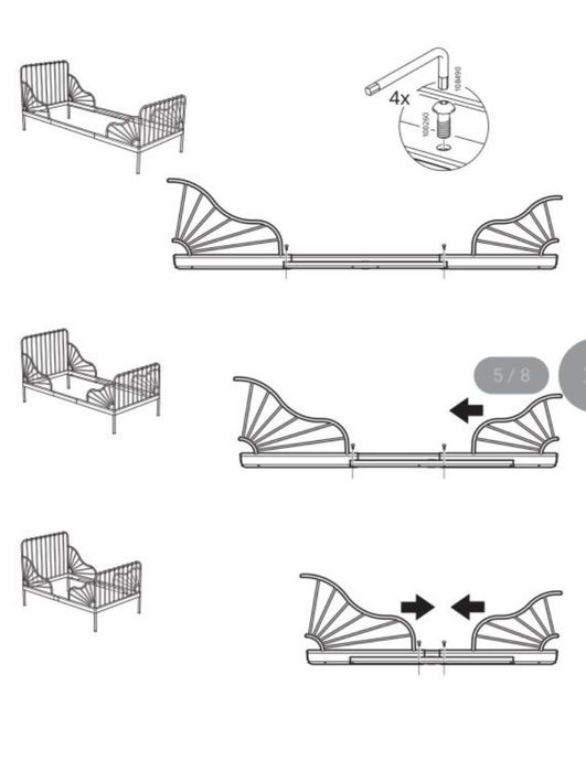 Cadru pat metalic extensibil Ikea + somiera + saltea+ perna ergonomica