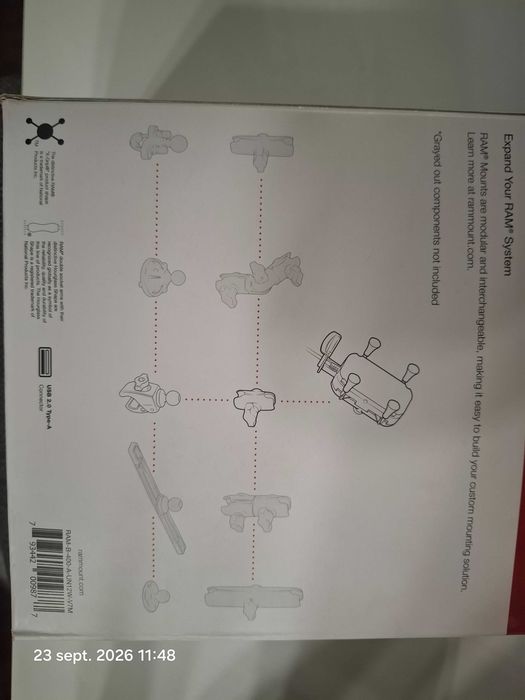 Suport cu incarcator telefon RAM Mounts, pentru moto/atv Nou