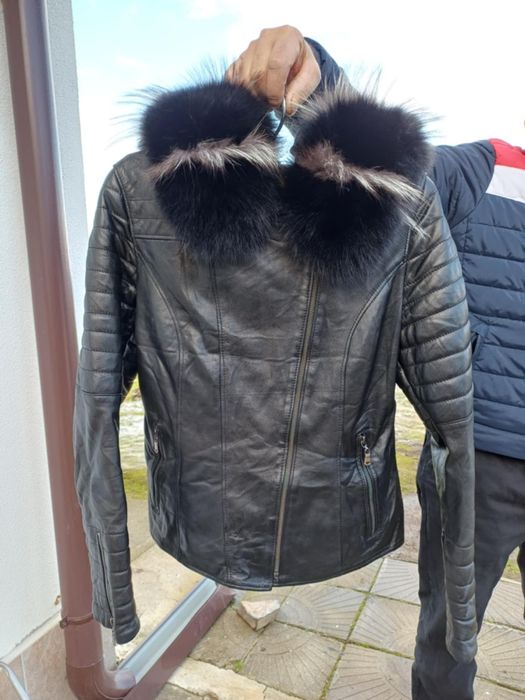 Яке с естествени кожа и пух
