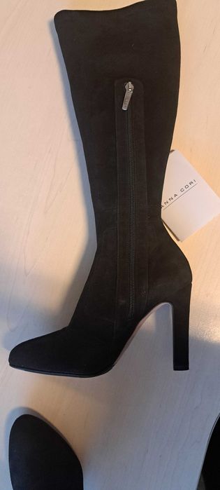 Cizme negre  piele intoarsa marime 38