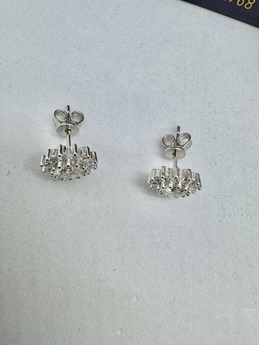 Сребърни обеци с мойсанит (диамант) 0.5 карата