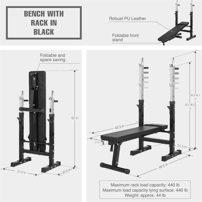 Banca reglabila cu suport + set greutati 105 kg