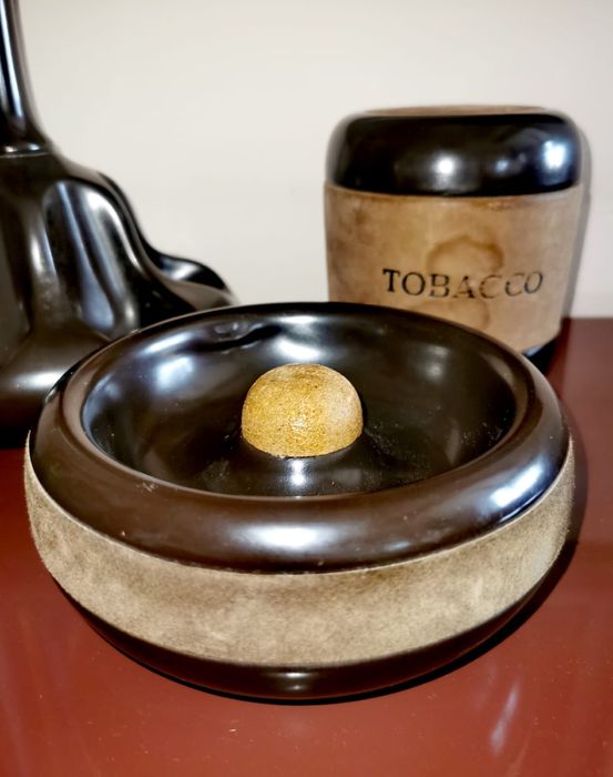 Италиански керамичен комплект за пушачи на лула 3 части рядка находка