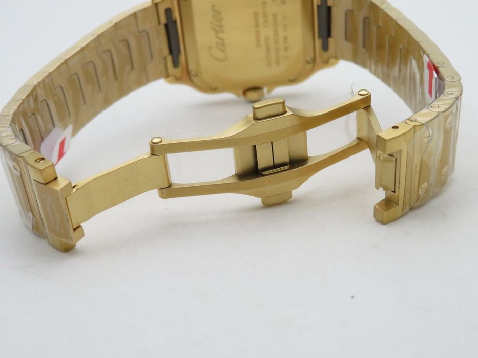 Cartier Santos de Cartier 35mm дамски - жълто злато, бял циферблат, сапфирено стъкло - QC снимки