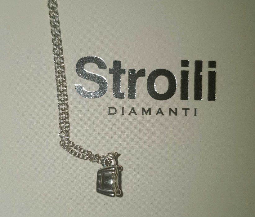 Stroili Oro Колие от бяло злато с диаманти 0,16 карат