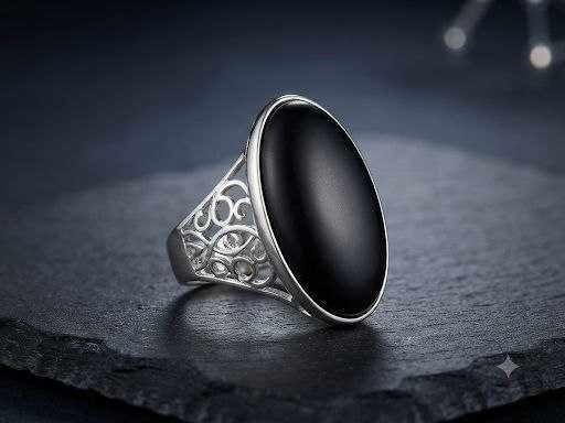 Серебряное кольцо с редким камнем ГАГАТ