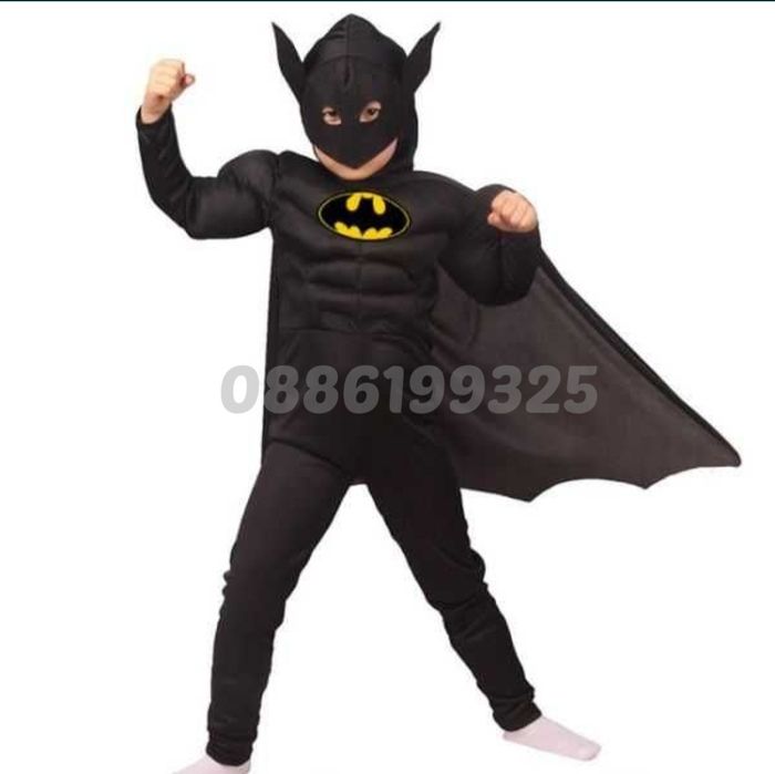 Детски костюм на Батман с мускули и маска + ПОДАРЪК