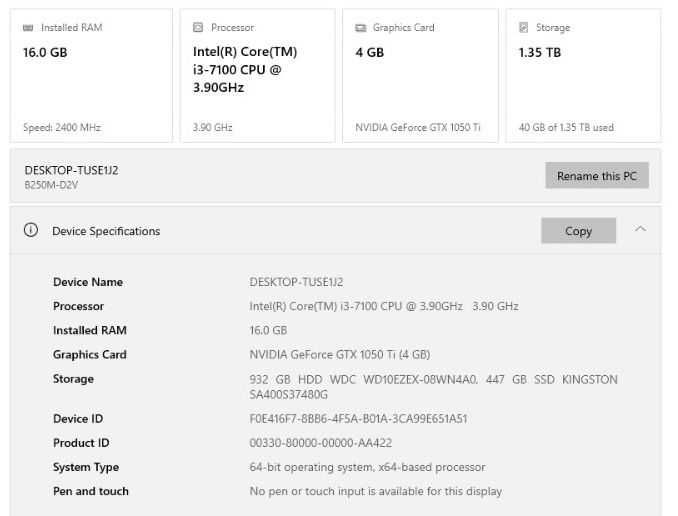 Desktop PC de vanzare - i3 7100, GTX 1050 Ti, 16GB RAM DDR4, Wi-Fi 6