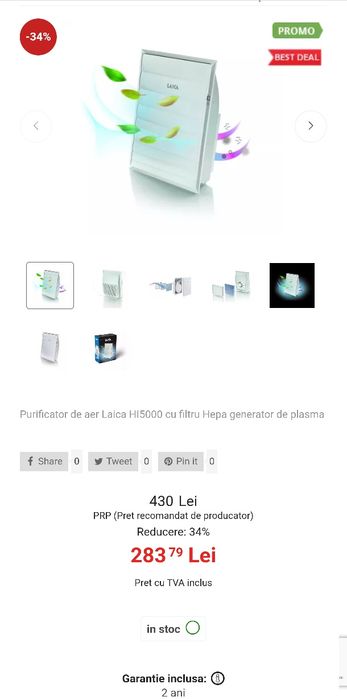 Purificator de aer Laica HI5000, filtru Hepa